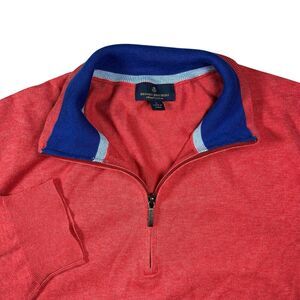 Brooks Brothers Supima Cotton 1/4 Zip Sweater Men's Large Red Pullover Classic